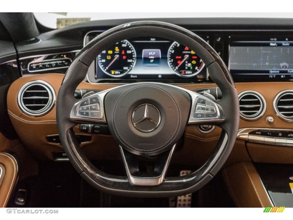 2017 Mercedes-Benz S 550 Cabriolet designo Saddle Brown/Black Steering Wheel Photo #118483788