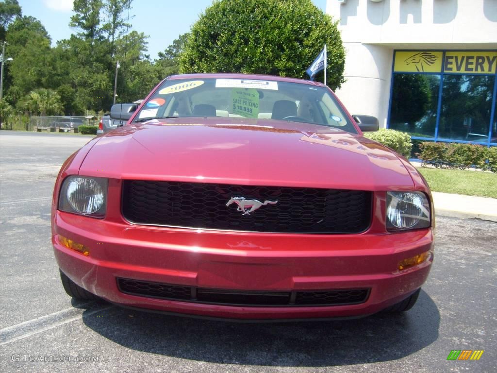 2006 Mustang V6 Deluxe Coupe - Redfire Metallic / Light Parchment photo #8