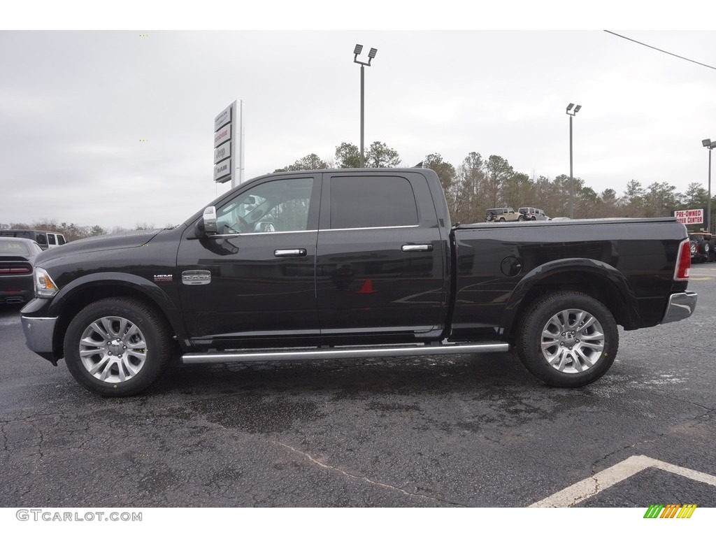 2017 1500 Laramie Longhorn Crew Cab 4x4 - Brilliant Black Crystal Pearl / Black/Cattle Tan photo #4