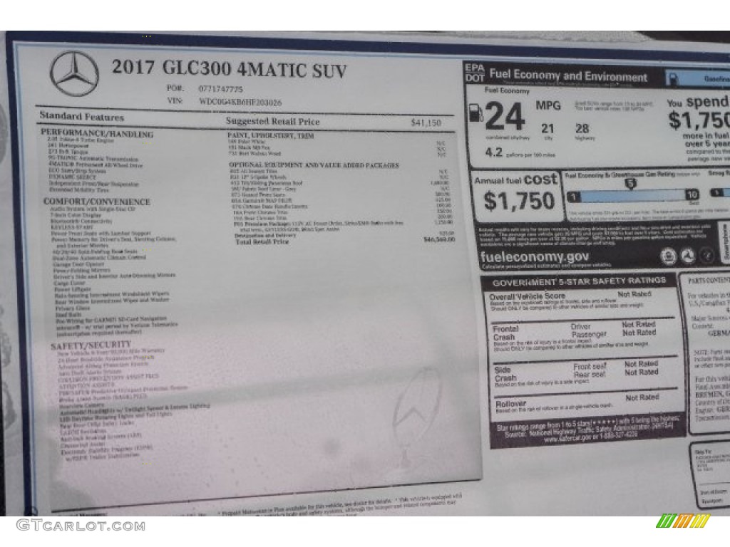 2017 Mercedes-Benz GLC 300 4Matic Window Sticker Photo #118510596