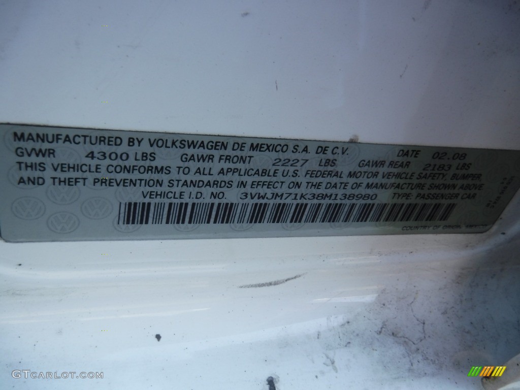 2008 Jetta S Sedan - Campanella White / Pure Beige photo #19