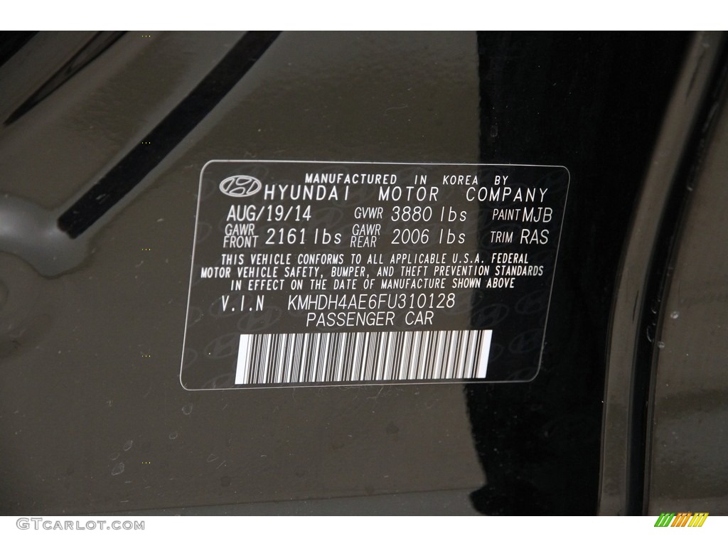2015 Elantra Limited Sedan - Black Diamond / Gray photo #16