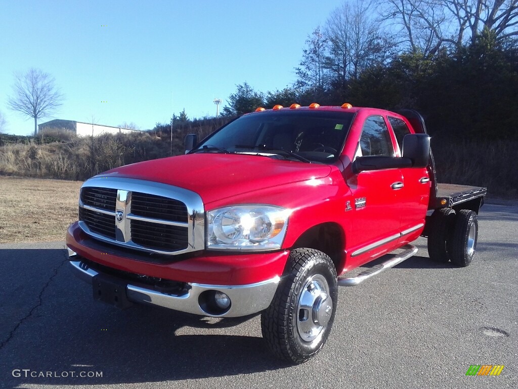 2007 Ram 3500 Big Horn Quad Cab 4x4 Dually - Flame Red / Medium Slate Gray photo #2