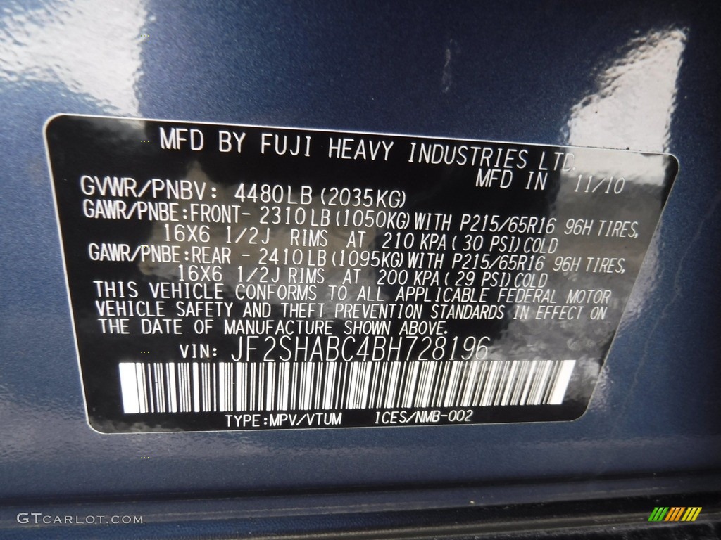 2011 Forester 2.5 X - Marine Blue Metallic / Black photo #24