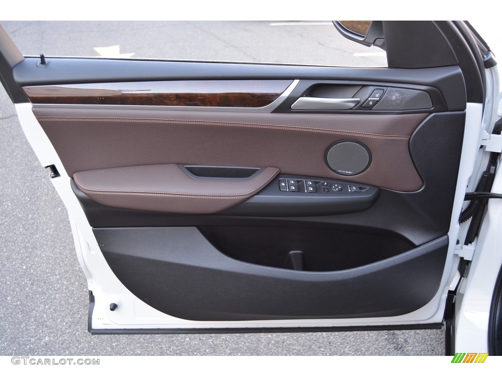 2017 BMW X3 xDrive35i Mocha w/Orange contrast stitching Door Panel Photo #118531411