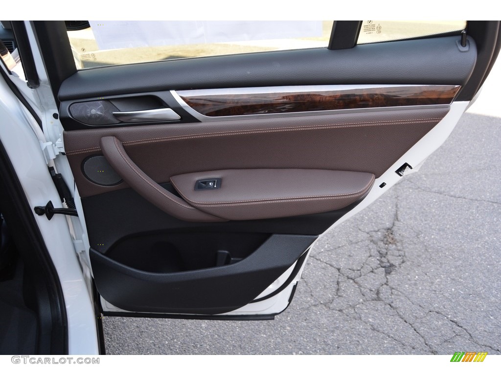 2017 BMW X3 xDrive35i Mocha w/Orange contrast stitching Door Panel Photo #118531723