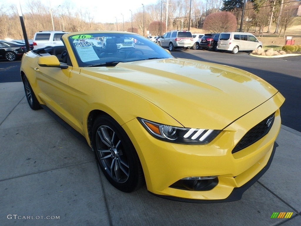 2016 Mustang EcoBoost Premium Convertible - Triple Yellow Tricoat / Ebony photo #7