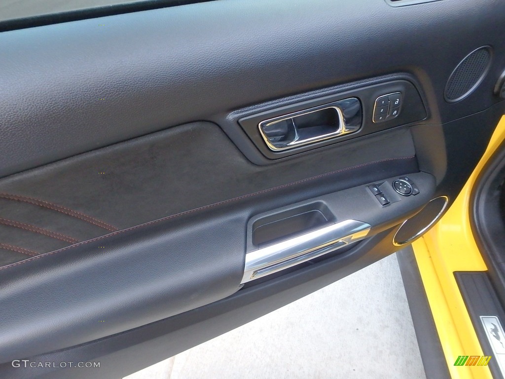 2016 Ford Mustang GT/CS California Special Coupe California Special Ebony Black/Miko Suede Door Panel Photo #118537405