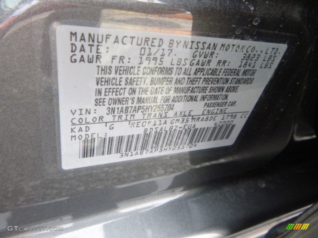 2017 Sentra Color Code KAD for Gun Metallic Photo #118539945