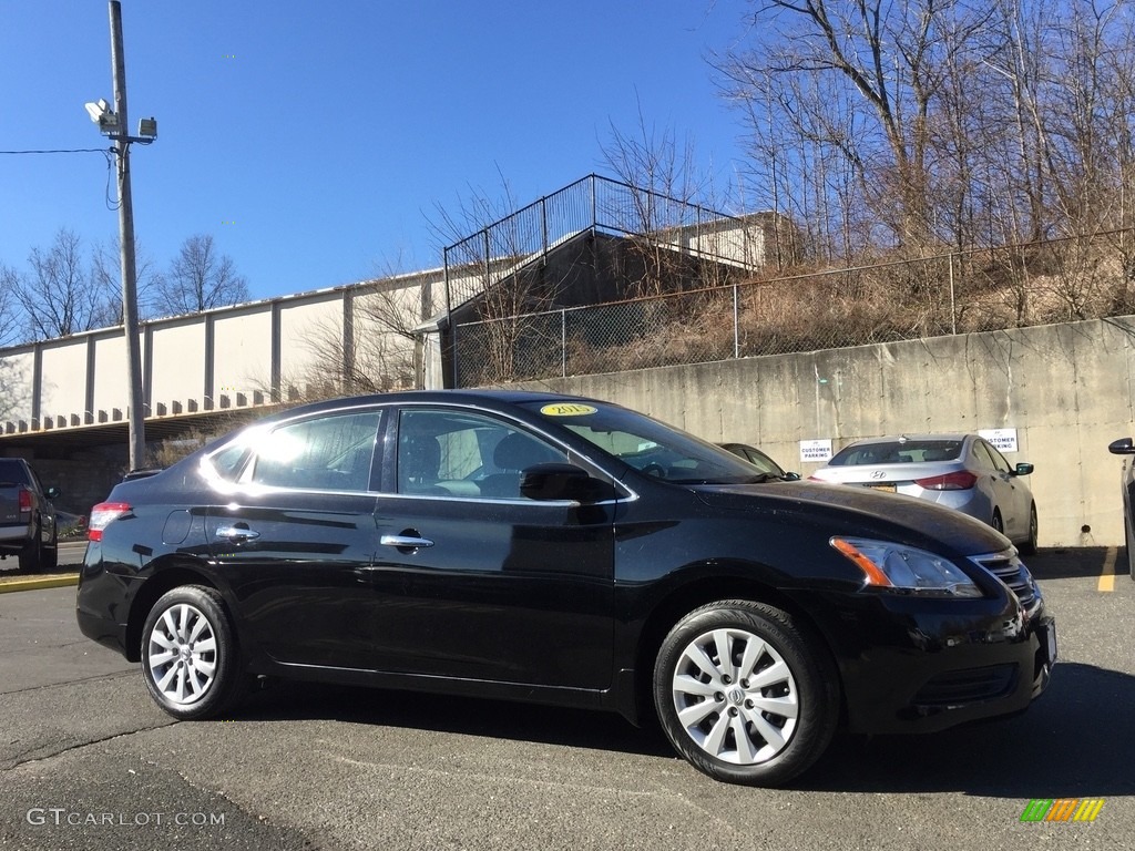 2014 Sentra S - Super Black / Charcoal photo #3