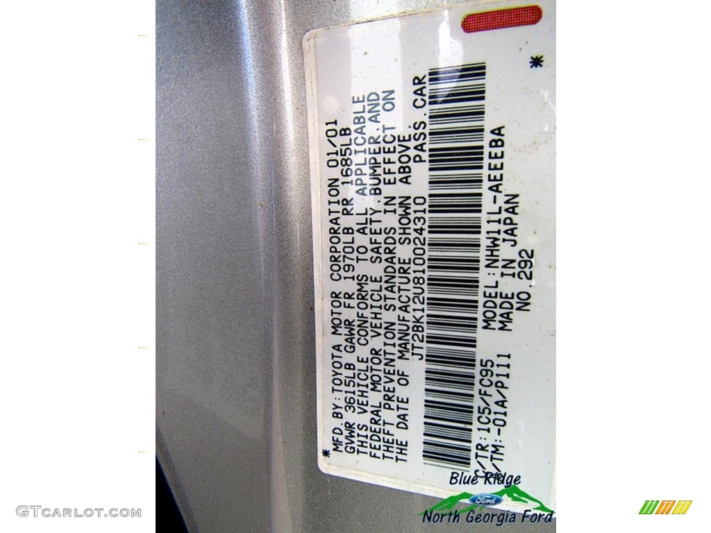 2001 Prius Hybrid - Silver Strata Metallic / Gray photo #21