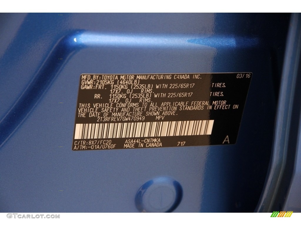 2016 RAV4 XLE AWD - Electric Storm Blue / Black photo #19