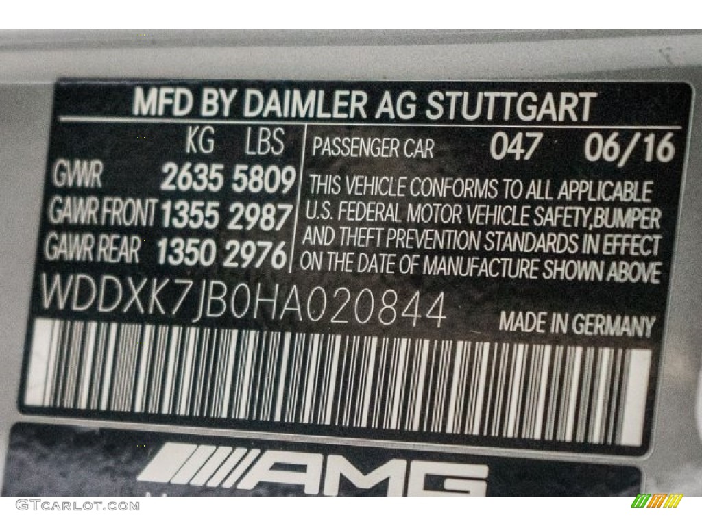 2017 S Color Code 047 for AMG Alubeam Silver Photo #118570404