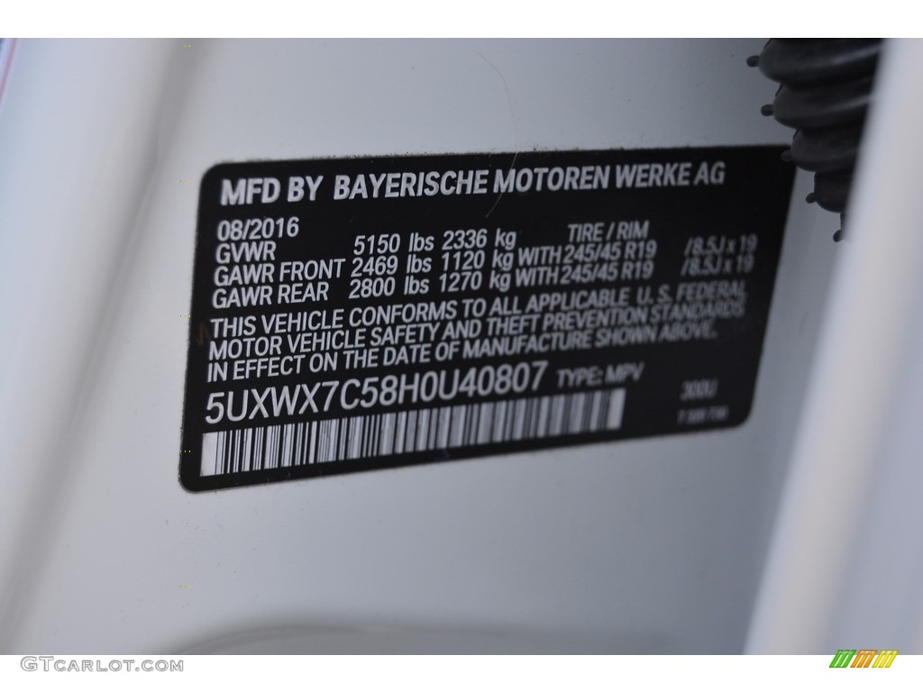 2017 X3 xDrive35i - Alpine White / Black photo #34