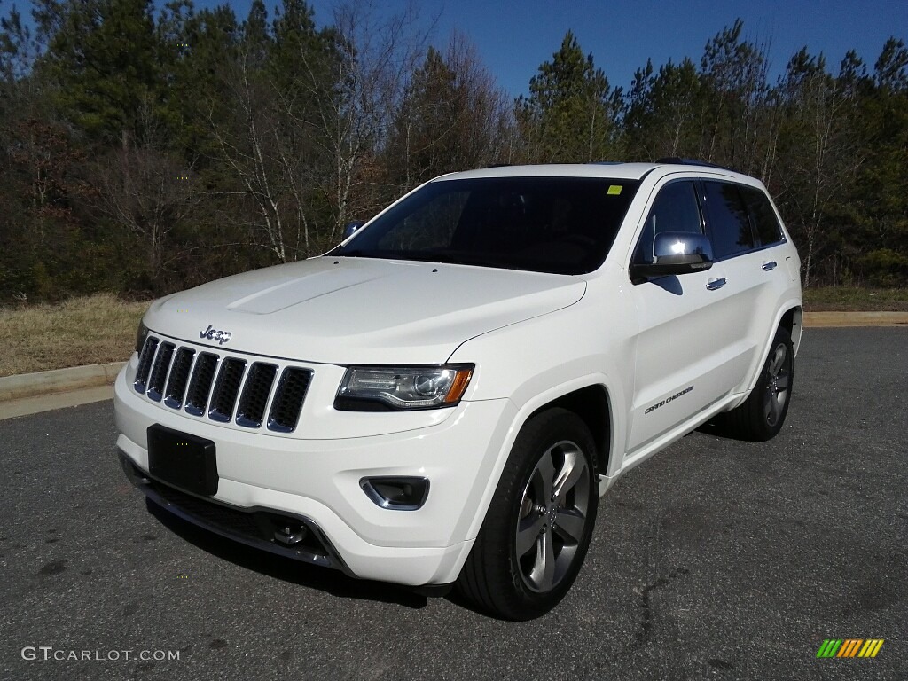 2014 Grand Cherokee Overland 4x4 - Bright White / Overland Vesuvio Indigo Blue/Jeep Brown photo #2