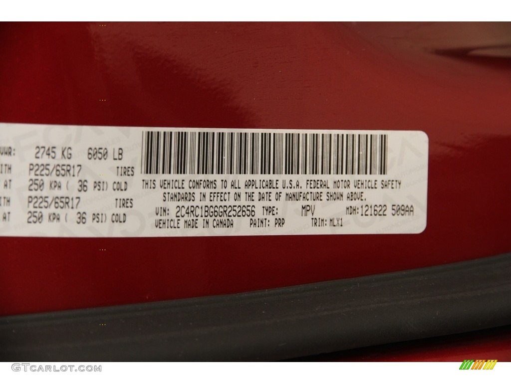 2016 Town & Country Touring - Deep Cherry Red Crystal Pearl / Black/Light Graystone photo #30
