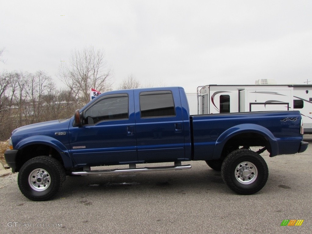 2003 F350 Super Duty XLT Crew Cab 4x4 - Sonic Blue Metallic / Black photo #2