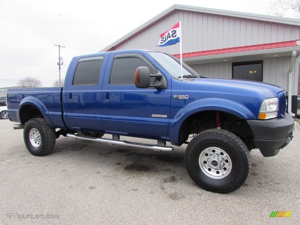 2003 F350 Super Duty XLT Crew Cab 4x4 - Sonic Blue Metallic / Black photo #7