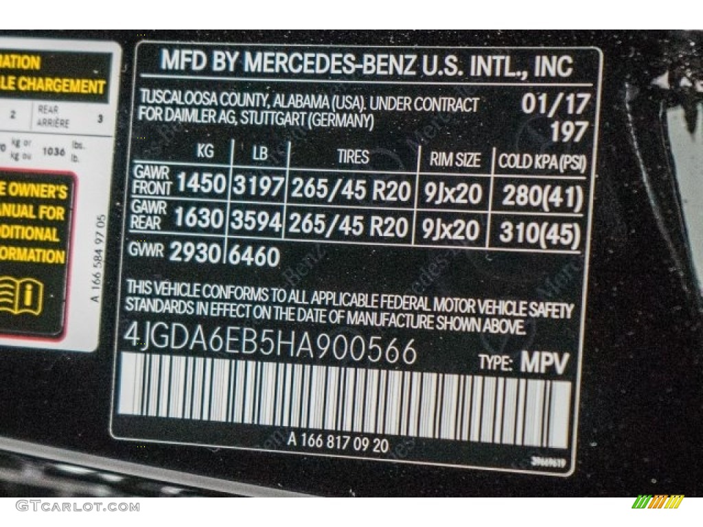 2017 GLE Color Code 197 for Obsidian Black Metallic Photo #118608137