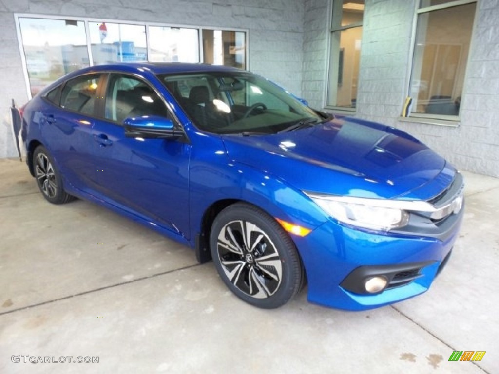 2017 Civic EX-T Sedan - Aegean Blue Metallic / Black photo #1