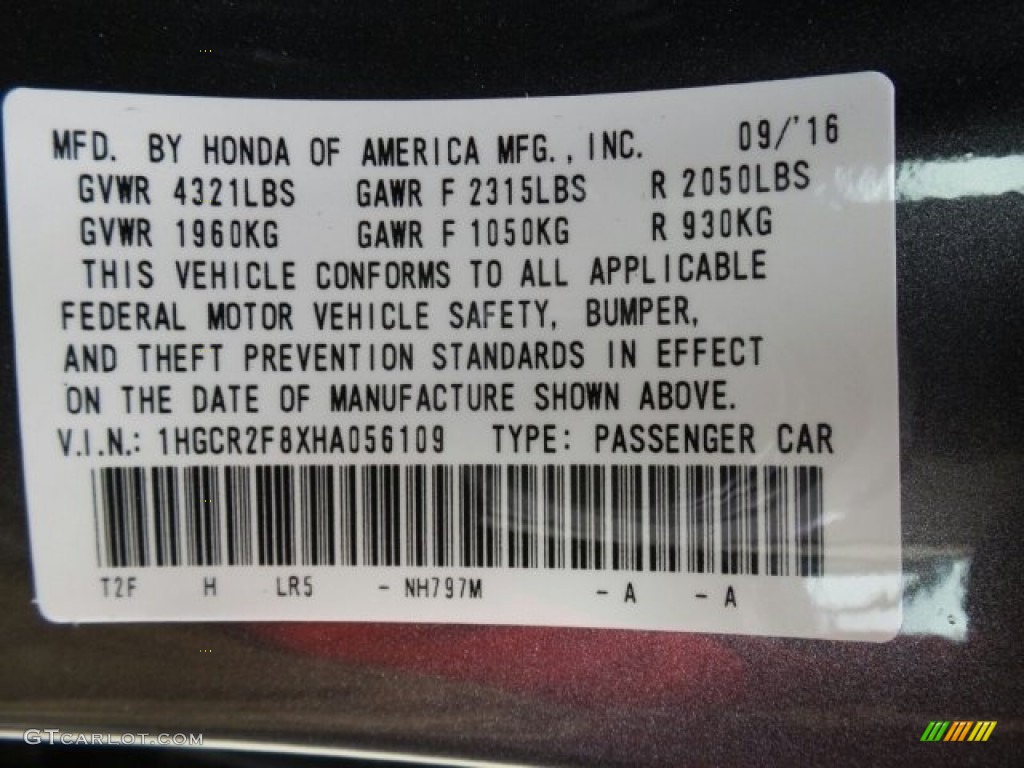 2017 Accord EX-L Sedan - Modern Steel Metallic / Black photo #8