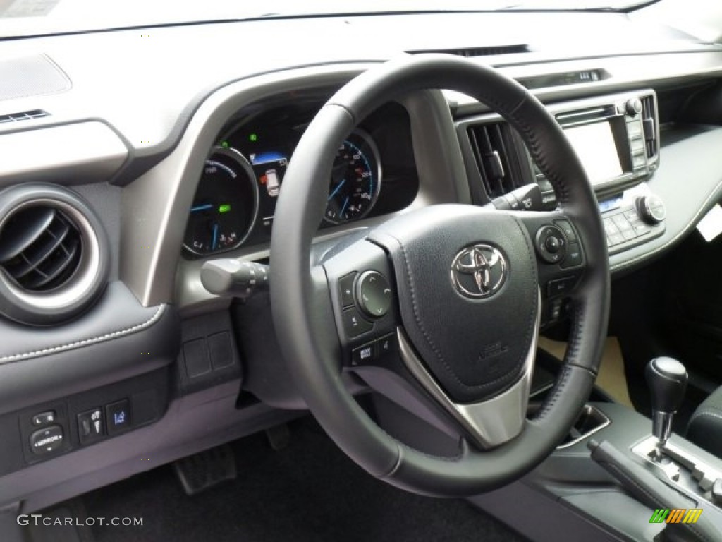 2017 Toyota RAV4 XLE AWD Hybrid Black Steering Wheel Photo #118623812
