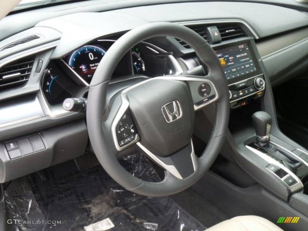 2017 Honda Civic EX-L Sedan Ivory Steering Wheel Photo #118625252