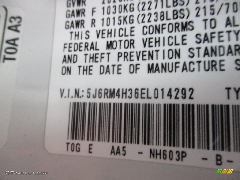 2014 CR-V LX AWD - White Diamond Pearl / Gray photo #19