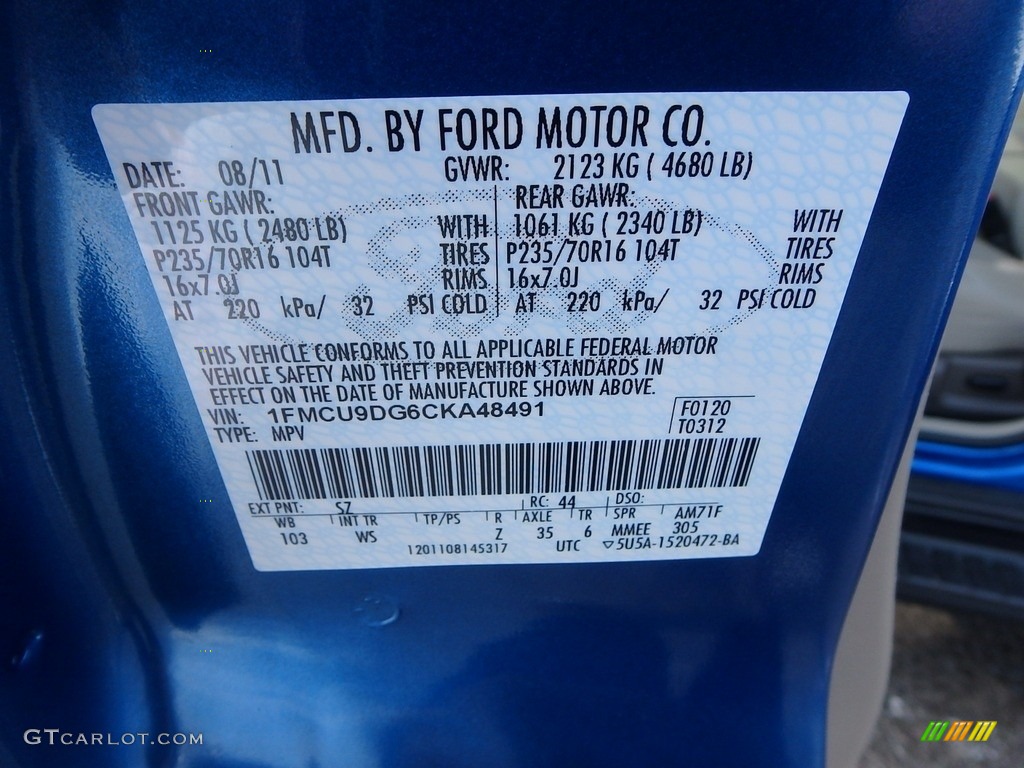2012 Escape XLT V6 4WD - Blue Flame Metallic / Stone photo #24