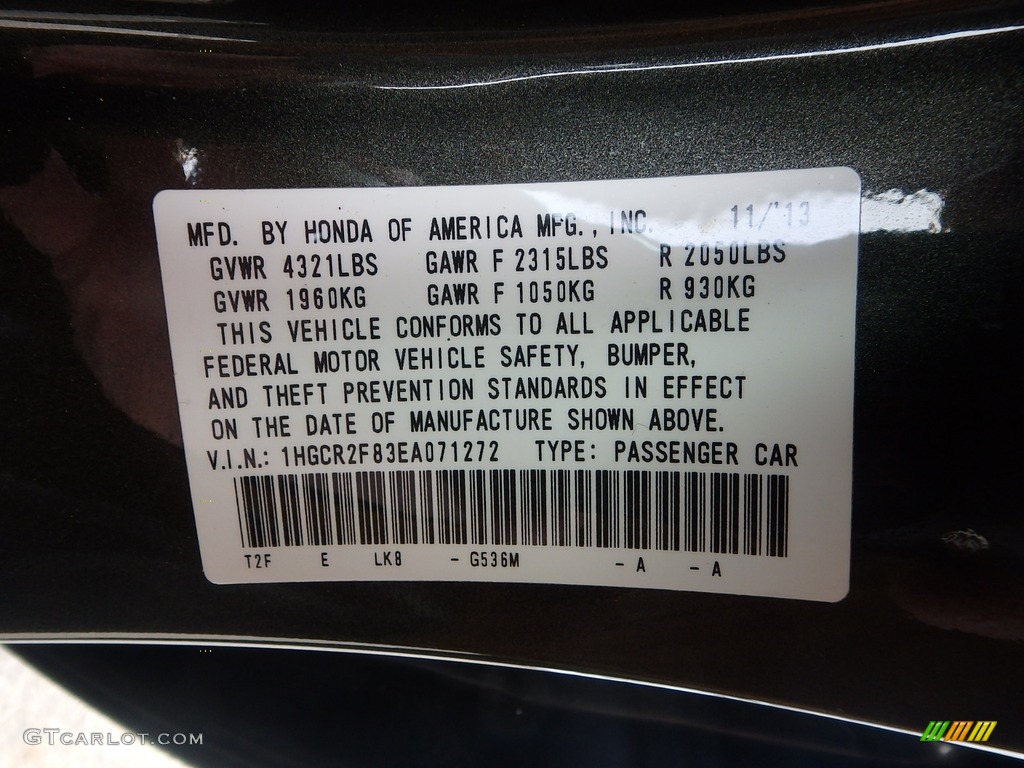 2014 Accord EX-L Sedan - Hematite Metallic / Black photo #23