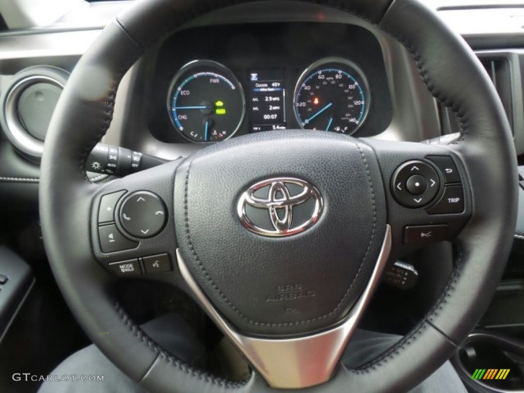 2017 Toyota RAV4 XLE AWD Hybrid Black Steering Wheel Photo #118628774