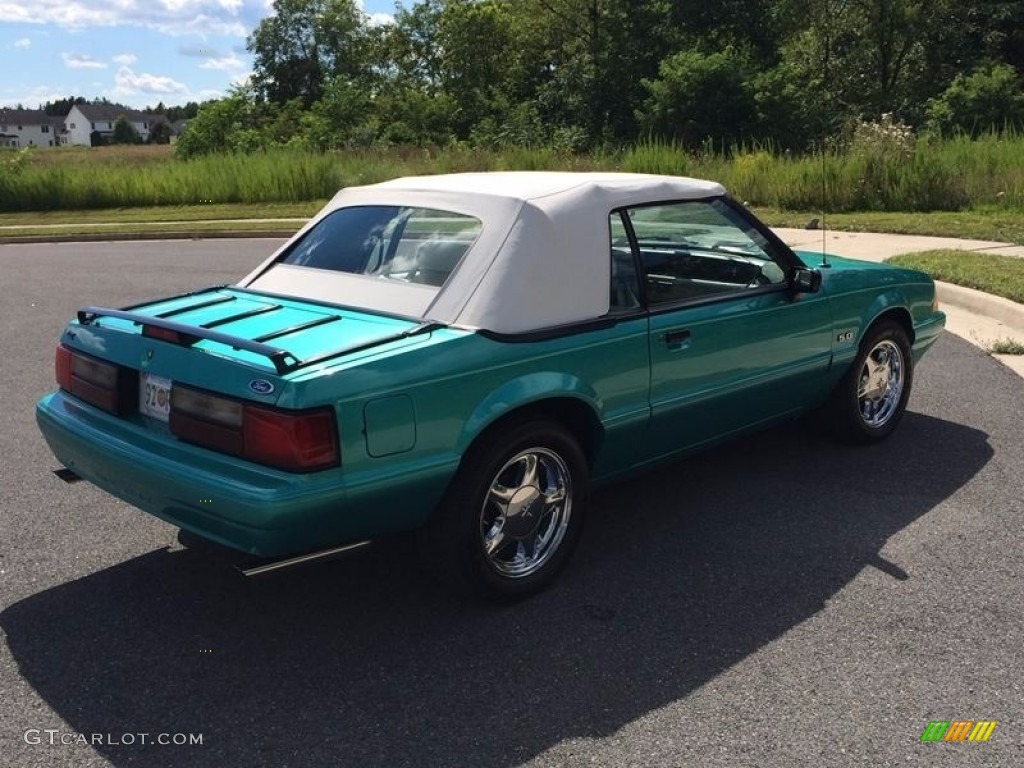 1992 Mustang LX Convertible - Calypso Green Metallic / White/Titanium photo #4