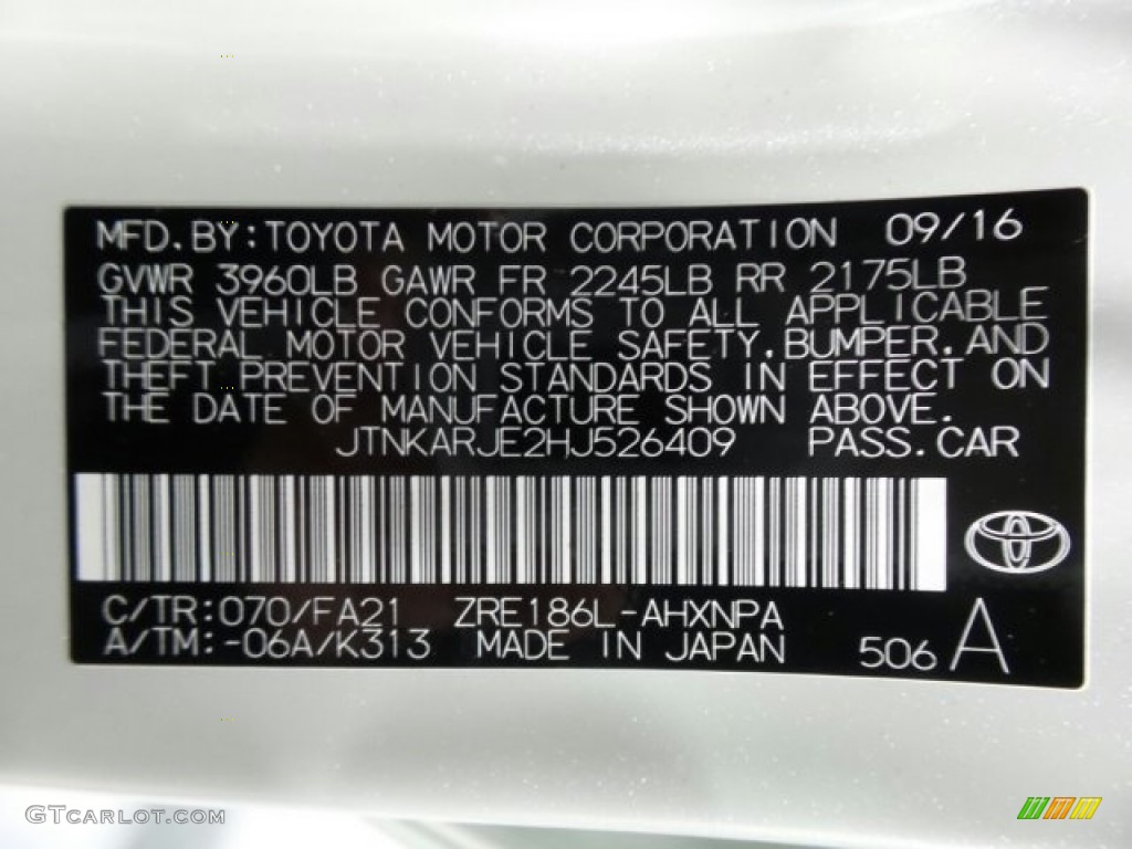 2017 Toyota Corolla iM Standard Corolla iM Model Color Code Photos