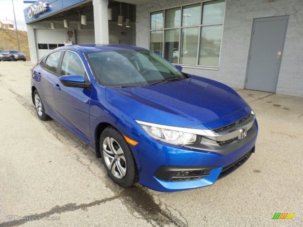 2017 Civic LX Sedan - Aegean Blue Metallic / Black photo #1