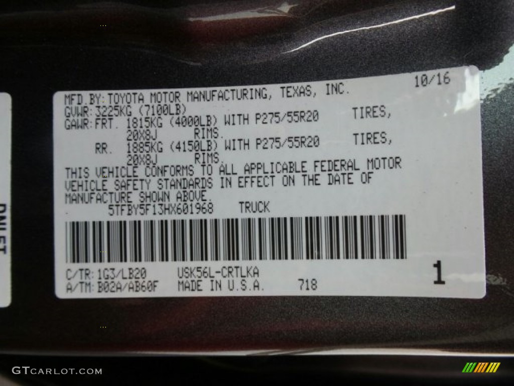 2017 Tundra Color Code 1G3 for Magnetic Gray Metallic Photo #118651457