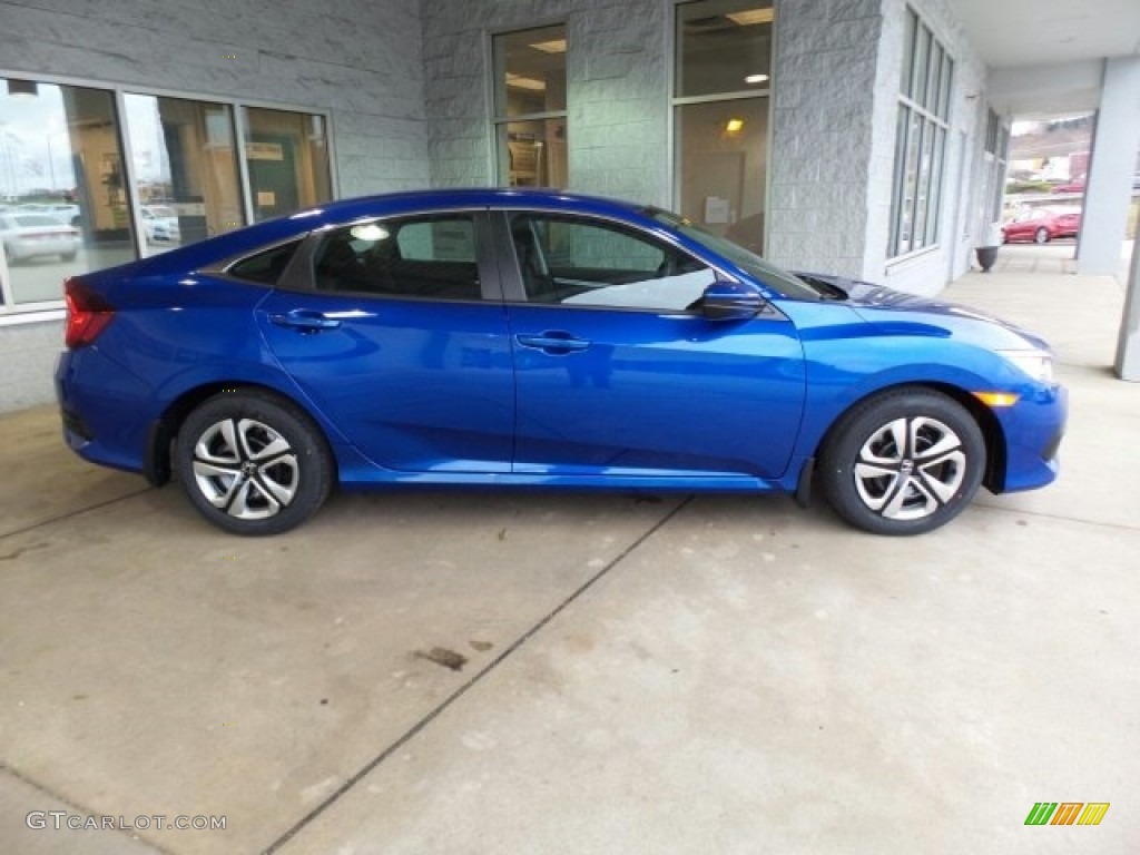 2017 Civic LX Sedan - Aegean Blue Metallic / Black photo #2