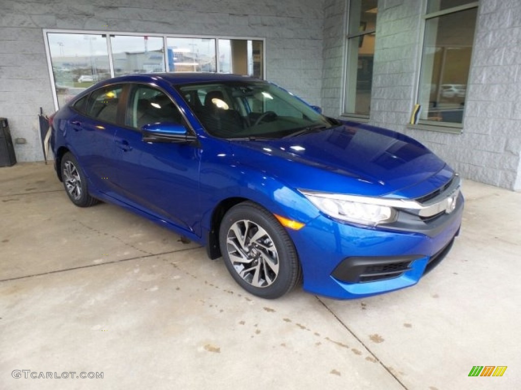 2017 Civic EX Sedan - Aegean Blue Metallic / Black photo #1