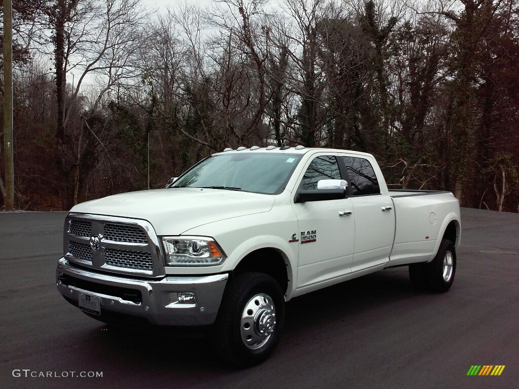 Pearl White 2017 Ram 3500 Laramie Crew Cab 4x4 Dual Rear Wheel Exterior Photo #118654274