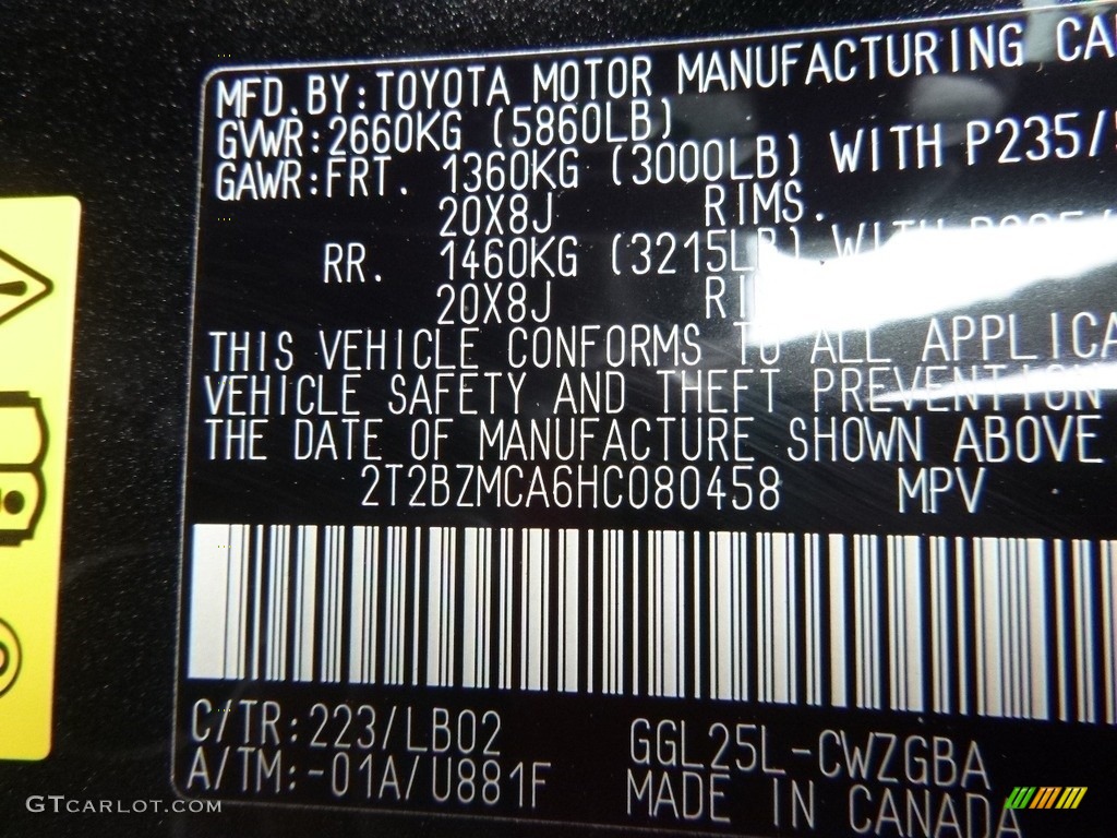 2017 RX Color Code 223 for Caviar Photo #118655383
