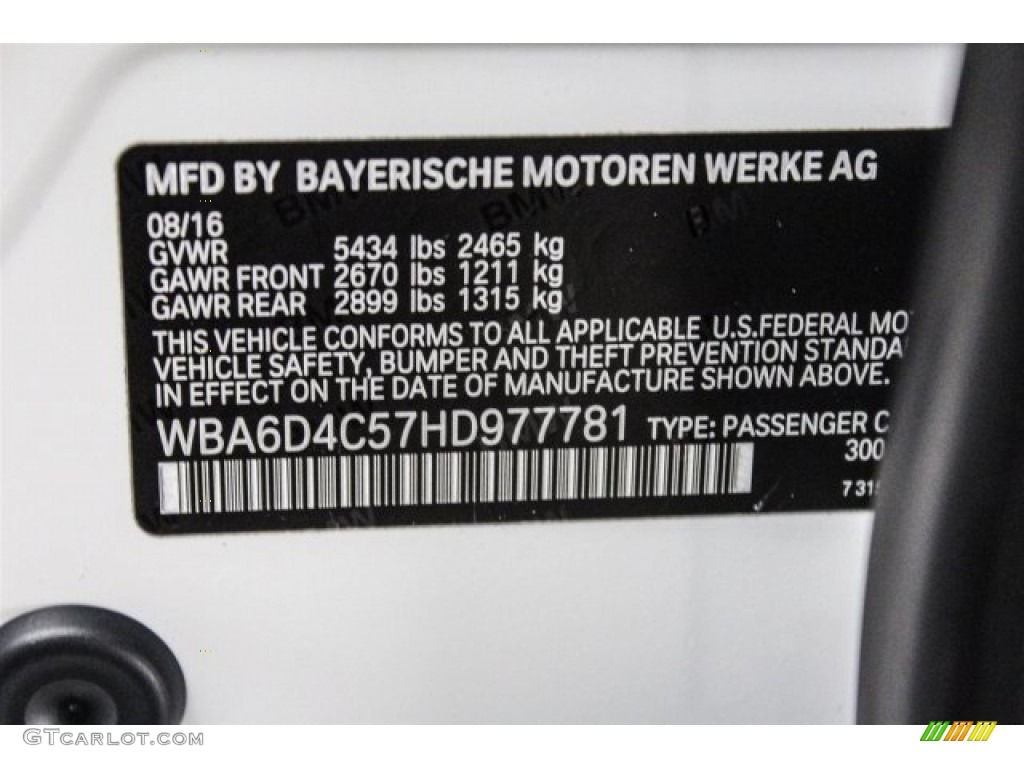 2017 6 Series Color Code 300 for Alpine White Photo #118656968