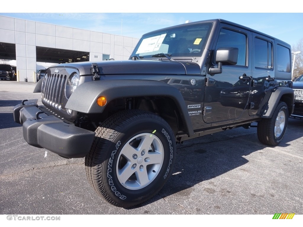 2017 Wrangler Unlimited Sport 4x4 - Granite Crystal Metallic / Black photo #1