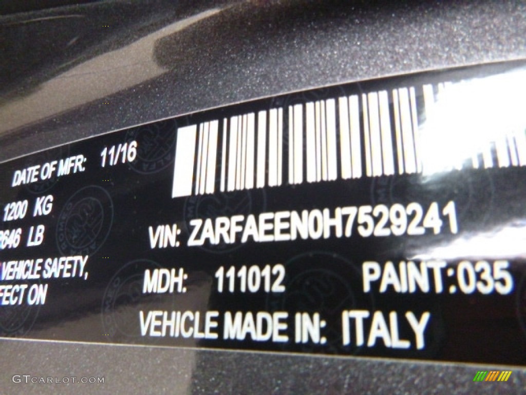 2017 Giulia Color Code 035 for Vesuvio Gray Metallic Photo #118670667