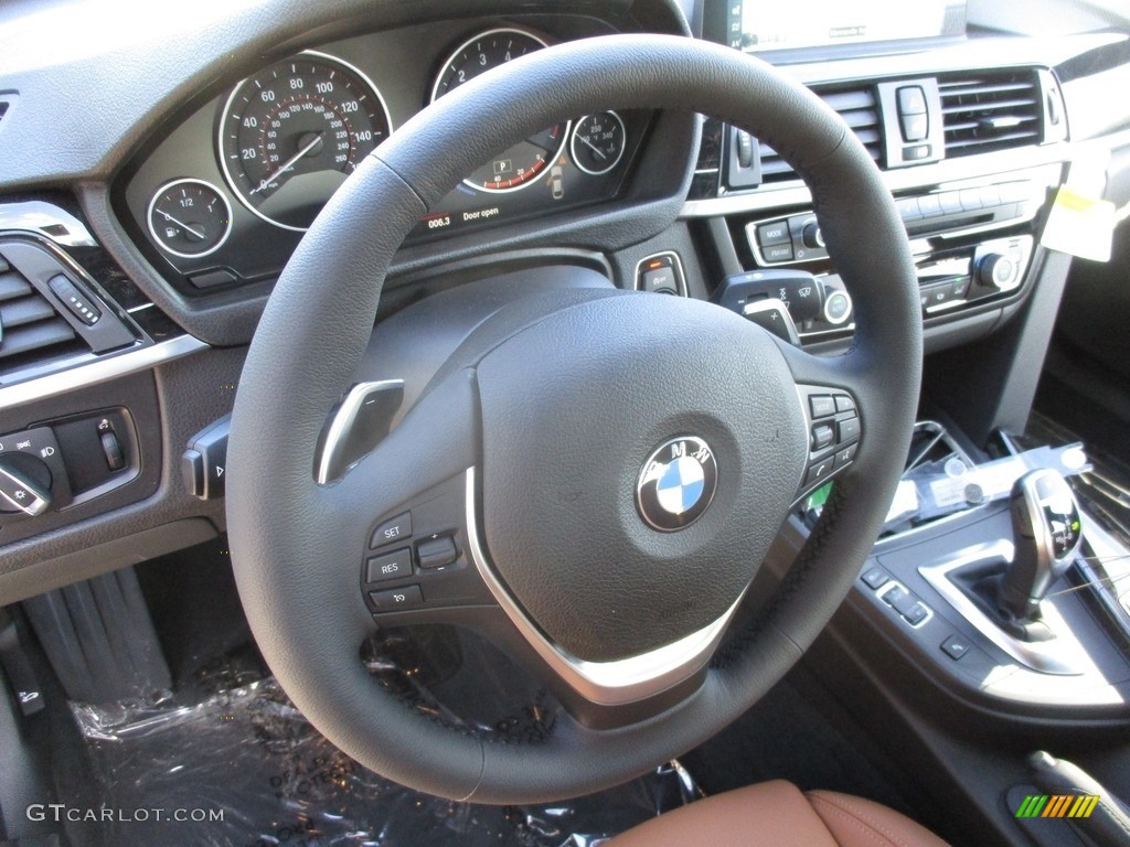 2017 BMW 4 Series 430i xDrive Gran Coupe Saddle Brown Steering Wheel Photo #118673625