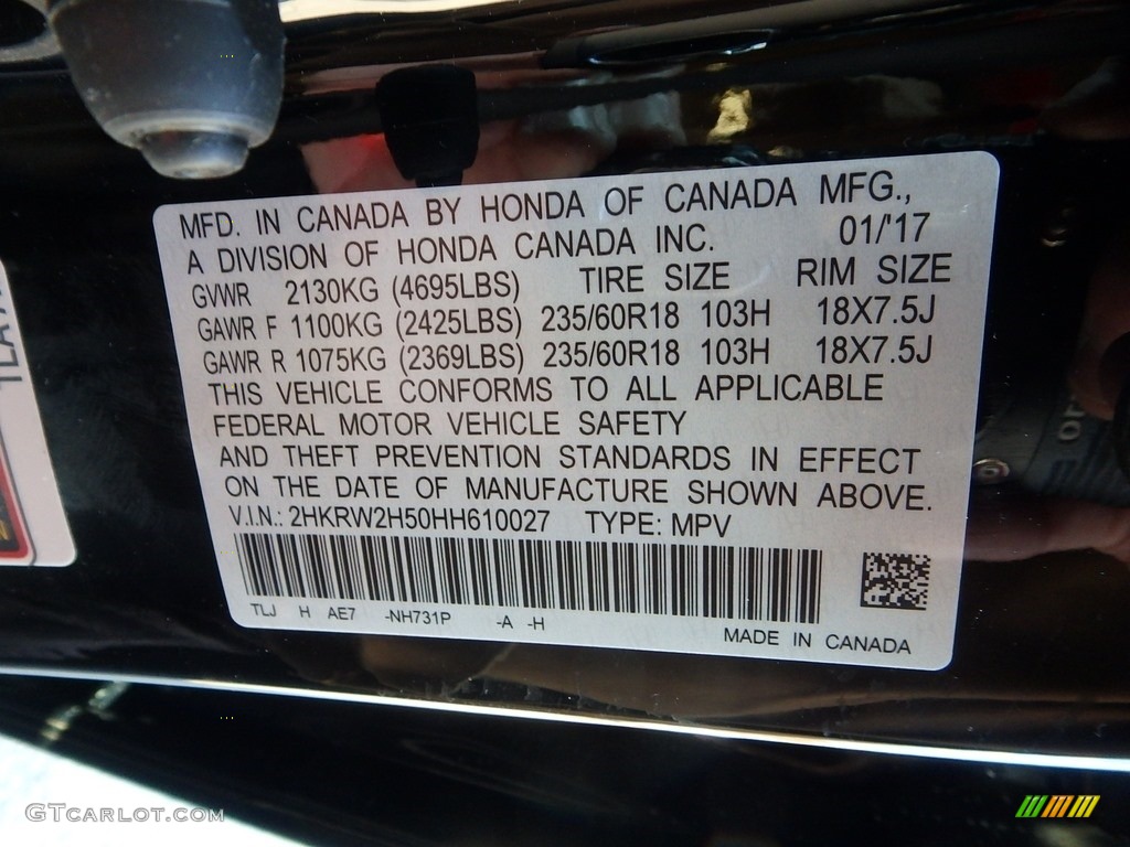 2017 CR-V EX AWD - Crystal Black Pearl / Black photo #14