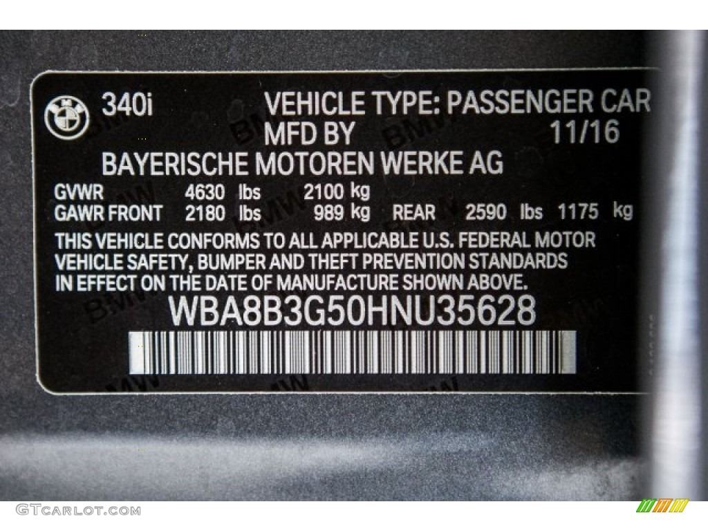 2017 3 Series 340i Sedan - Mineral Grey Metallic / Black photo #11