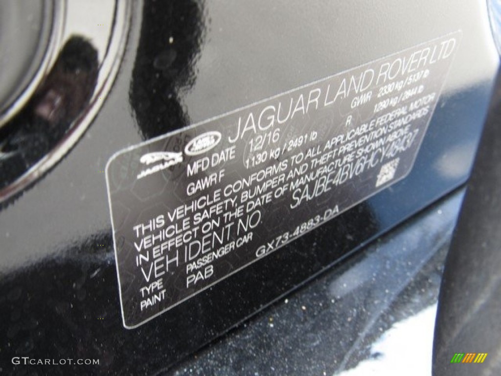 2017 Jaguar XF 35t Prestige Color Code Photos