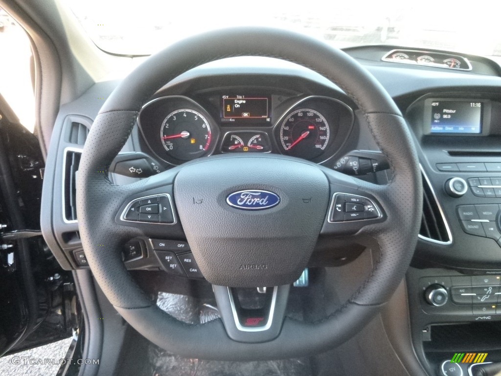 2017 Ford Focus ST Hatch Charcoal Black Steering Wheel Photo #118702500