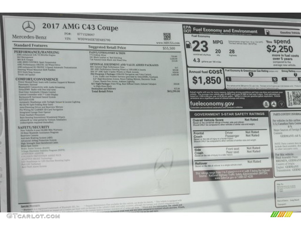 2017 Mercedes-Benz C 43 AMG 4Matic Coupe Window Sticker Photos