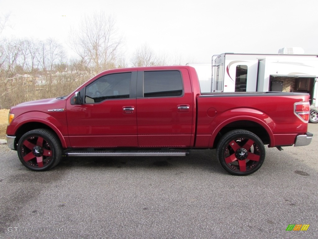2010 F150 Lariat SuperCrew 4x4 - Red Candy Metallic / Tan photo #3