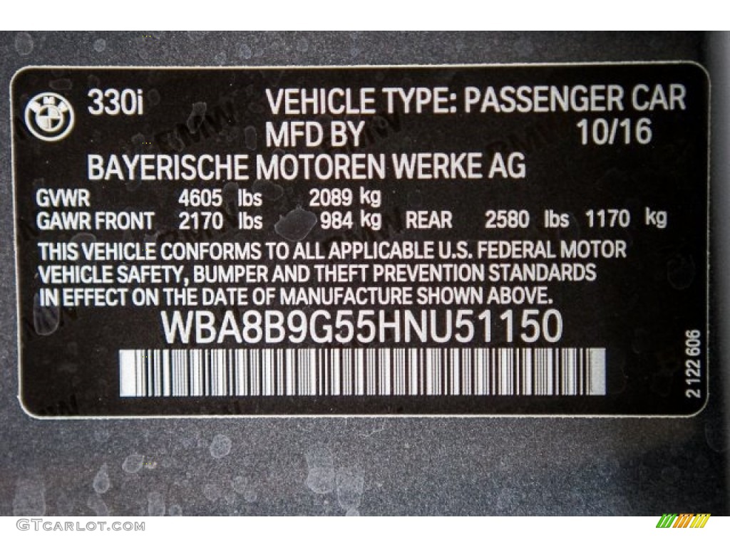 2017 3 Series 330i Sedan - Mineral Grey Metallic / Black photo #11